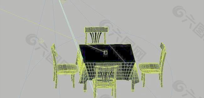 室内装饰家具桌椅组合443D模型