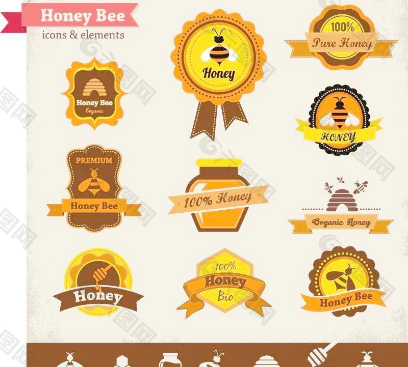 创造性的蜂蜜产品标签矢量素材