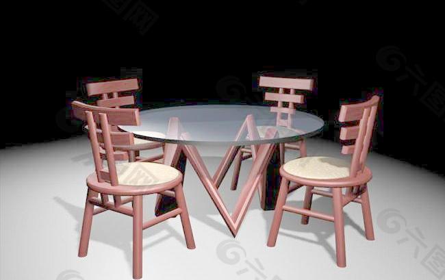 餐桌组合-44家具3D模型