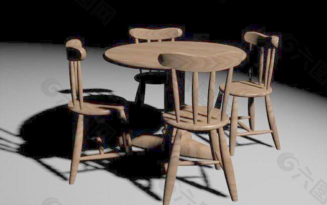 餐桌组合-08家具3D模型
