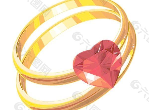 一个非常漂亮的心形钻石戒指矢量素材