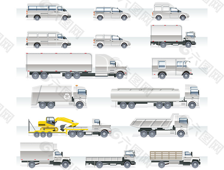 各种卡车商用车矢量素材