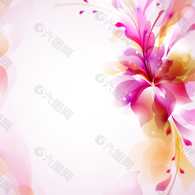 华丽的彩色花卉背景矢量素材
