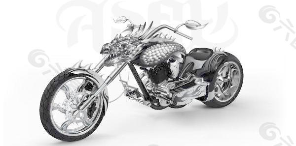 很酷的漫画风格的金属水龙头摩托车矢量素材