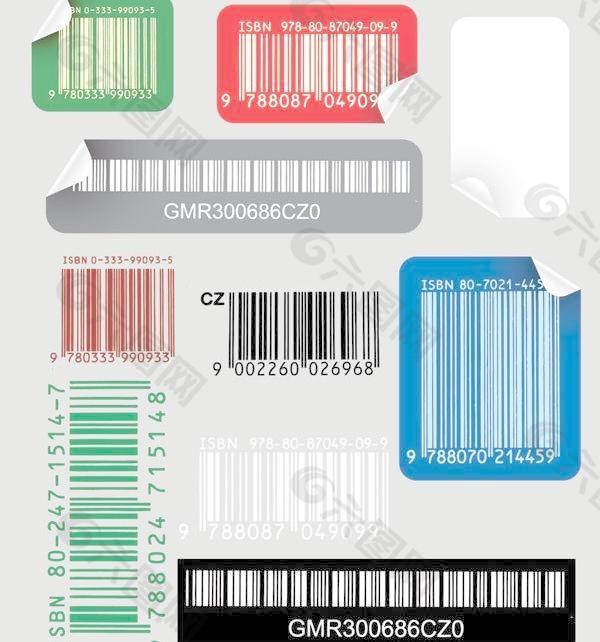 各种款式的条码标签矢量素材