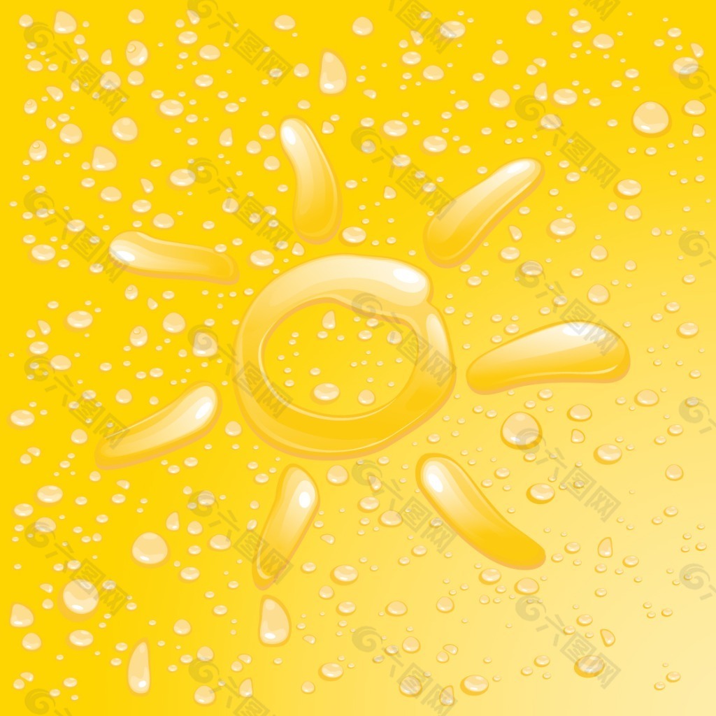 水珠太阳黄色矢量素材
