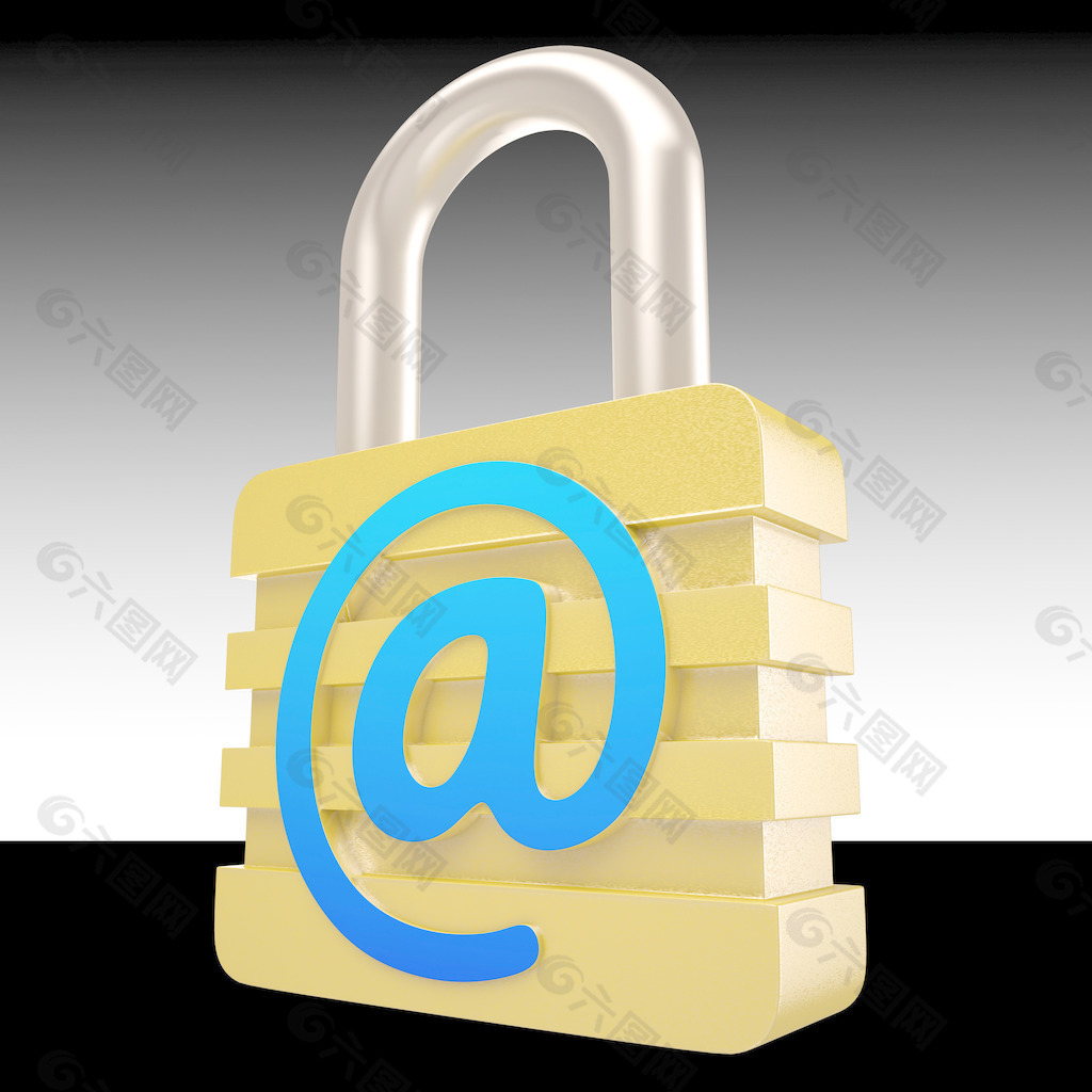 在标志表明私人邮件安全挂锁