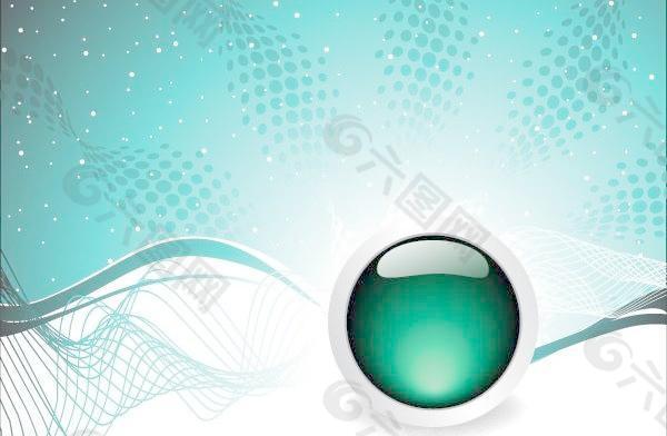 绿色网格背景水晶球和动态矢量素材