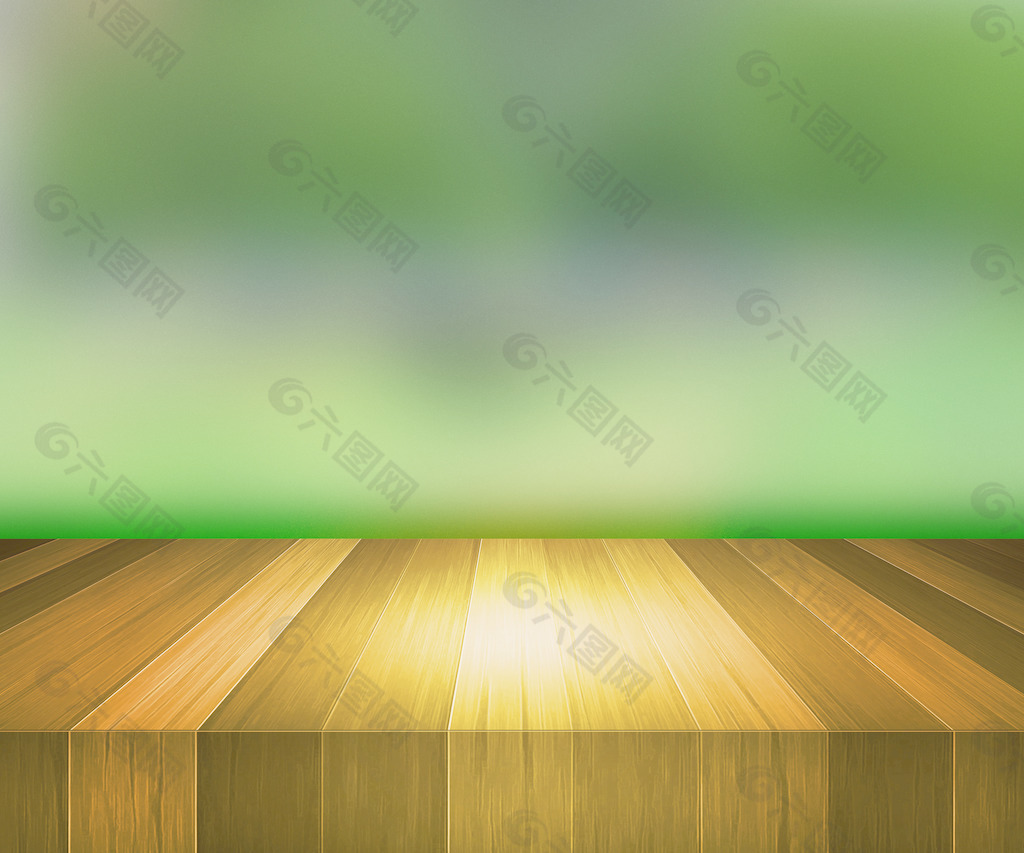 绿色背景的木台