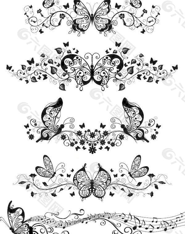 几个美丽的蝴蝶图案的EPS矢量素材