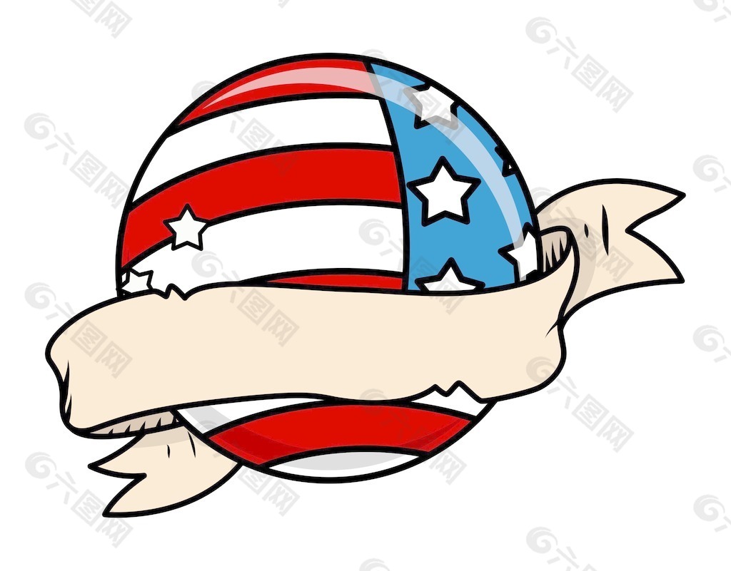 美国国家主题空白旧货旗在光滑的球体