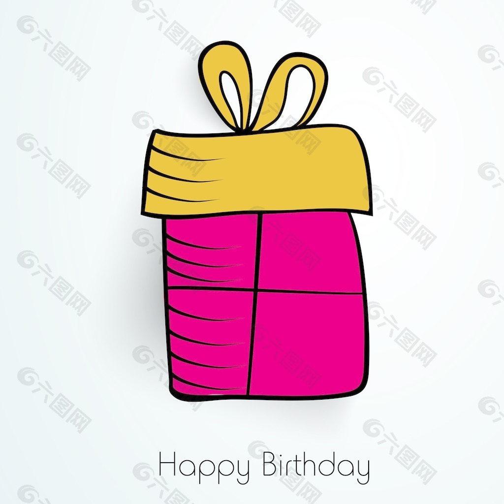 生日快乐祝福粉红色礼品袋在蓝色的背景