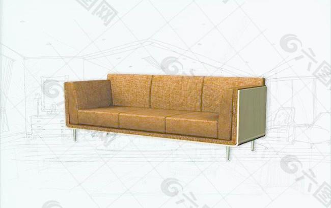 国际主义家具沙发0313D模型