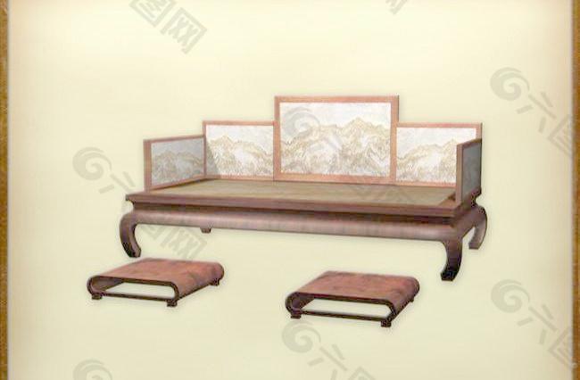 中国古典家具床榻0053D模型