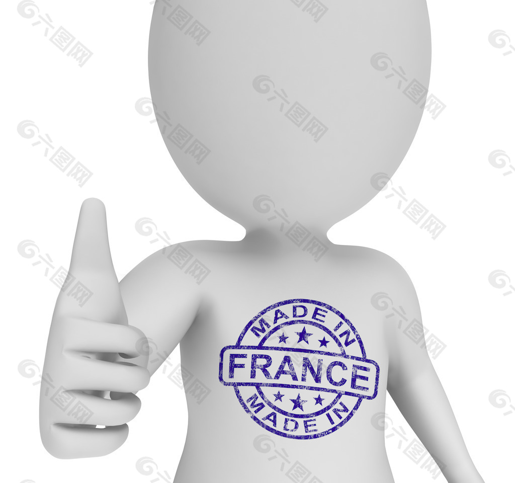 在法国邮票的人展示了法国产品批准