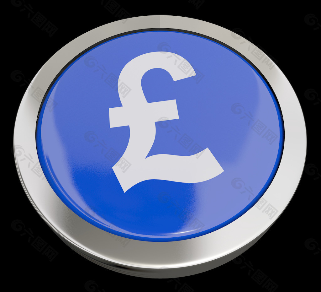 蓝色表示钱和投资英镑符号按钮