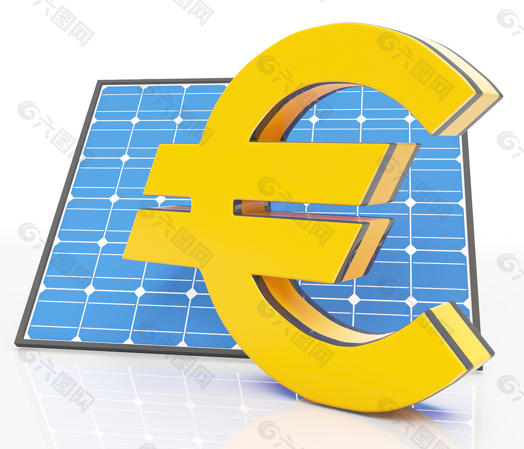 太阳能面板和欧元显示节能