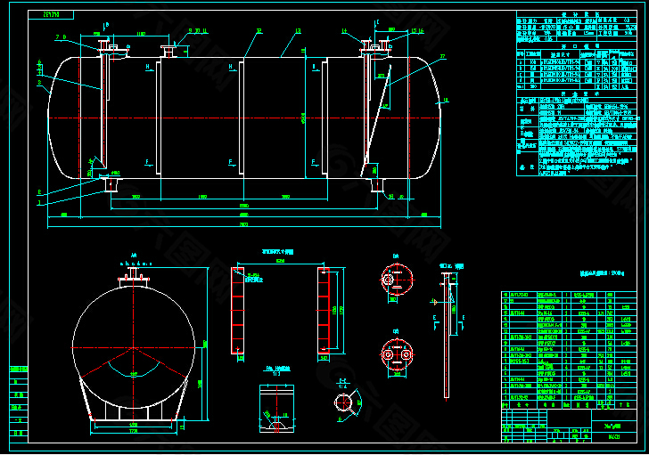 30立方米卧式储罐CAD图纸
