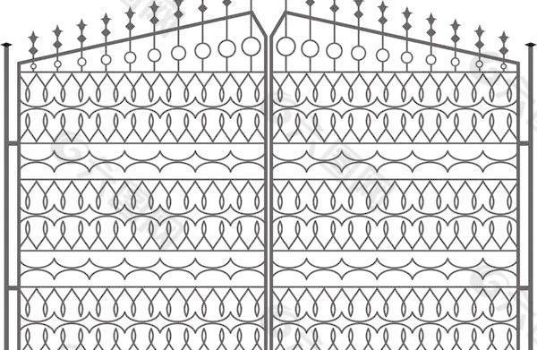 欧洲的图案风格铁大门栅栏01矢量素材