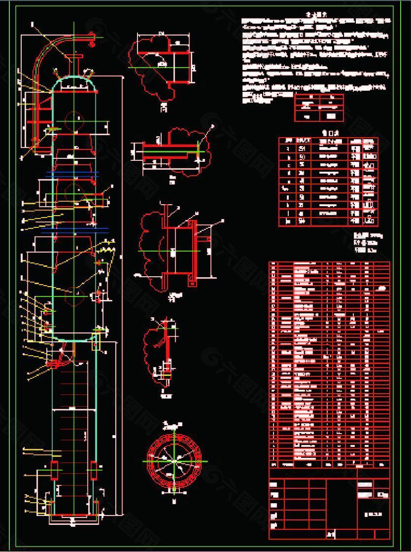 板式精馏塔装配图CAD图纸