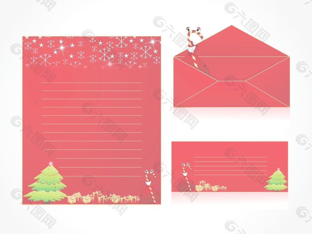 随着圣诞节的背景和信封信纸