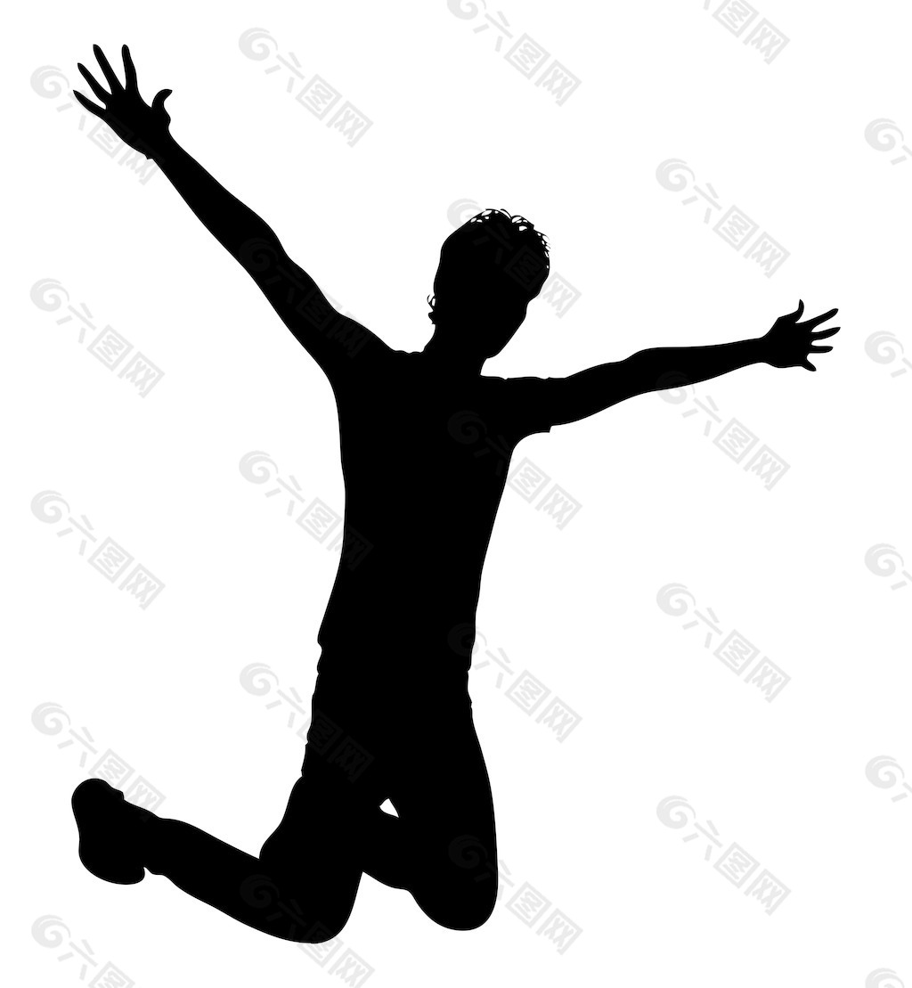跳跃的快乐的男孩