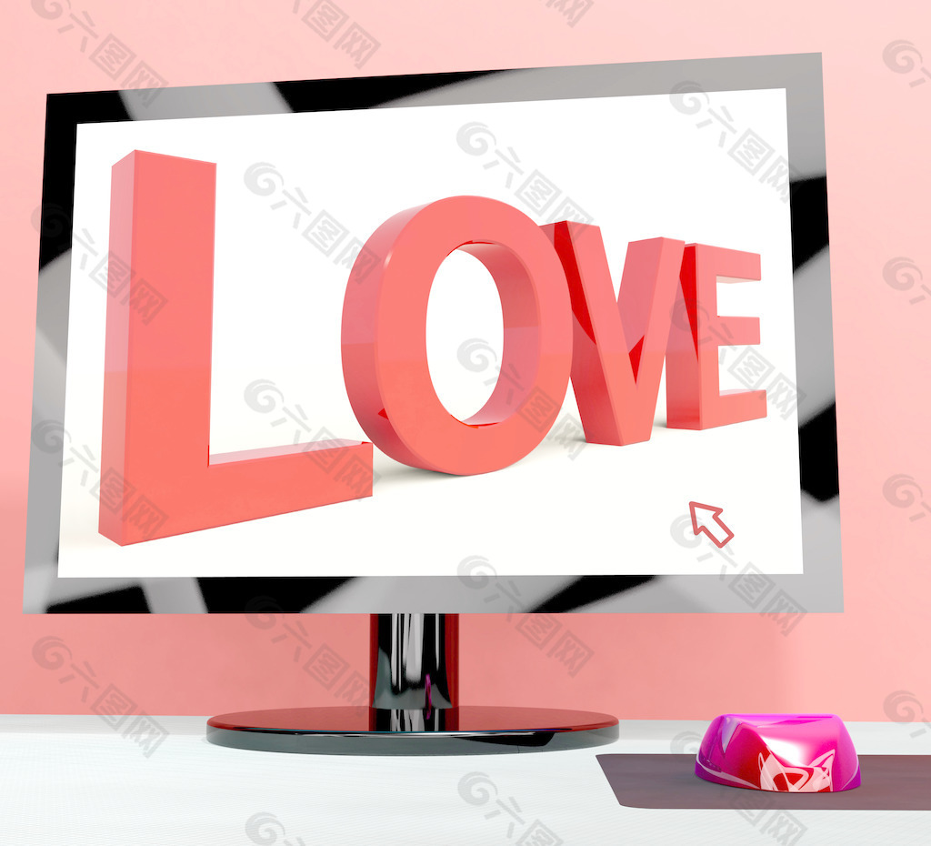 爱字在计算机屏幕上显示的在线约会
