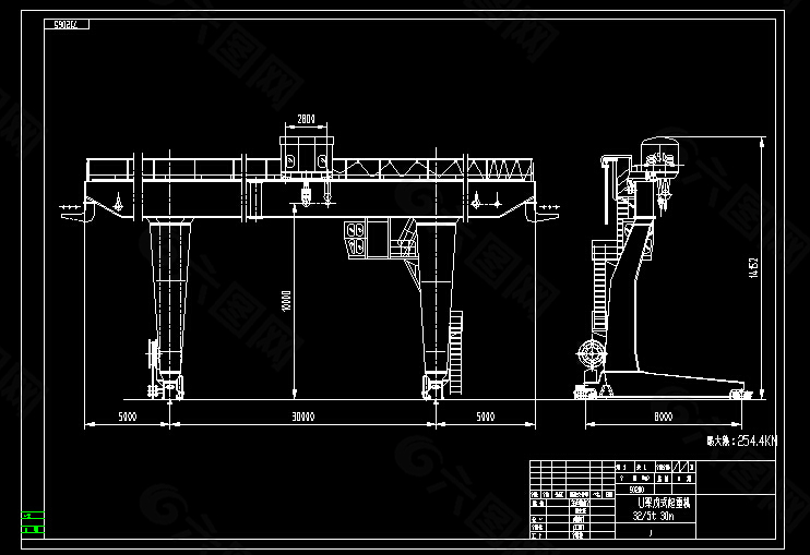 32吨L型单梁门式起重机CAD图纸