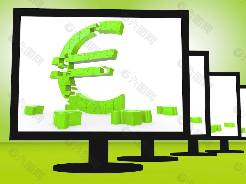 欧元符号显示监视器上欧洲储蓄