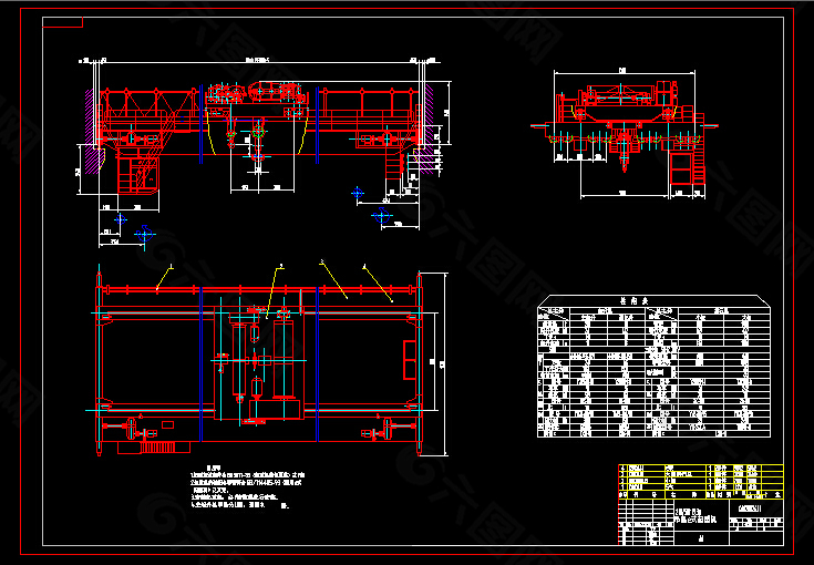 200t吊钩桥式起重机CAD图纸