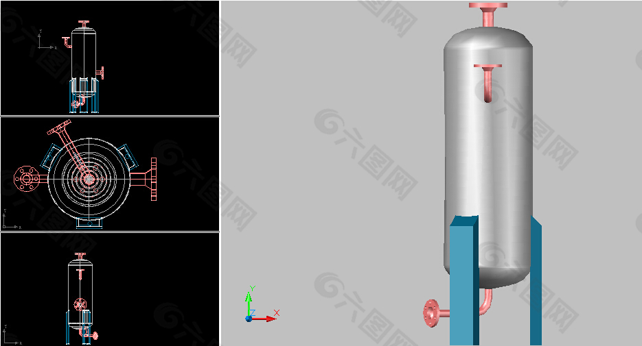 气液分离器（二维、三维）CAD图纸