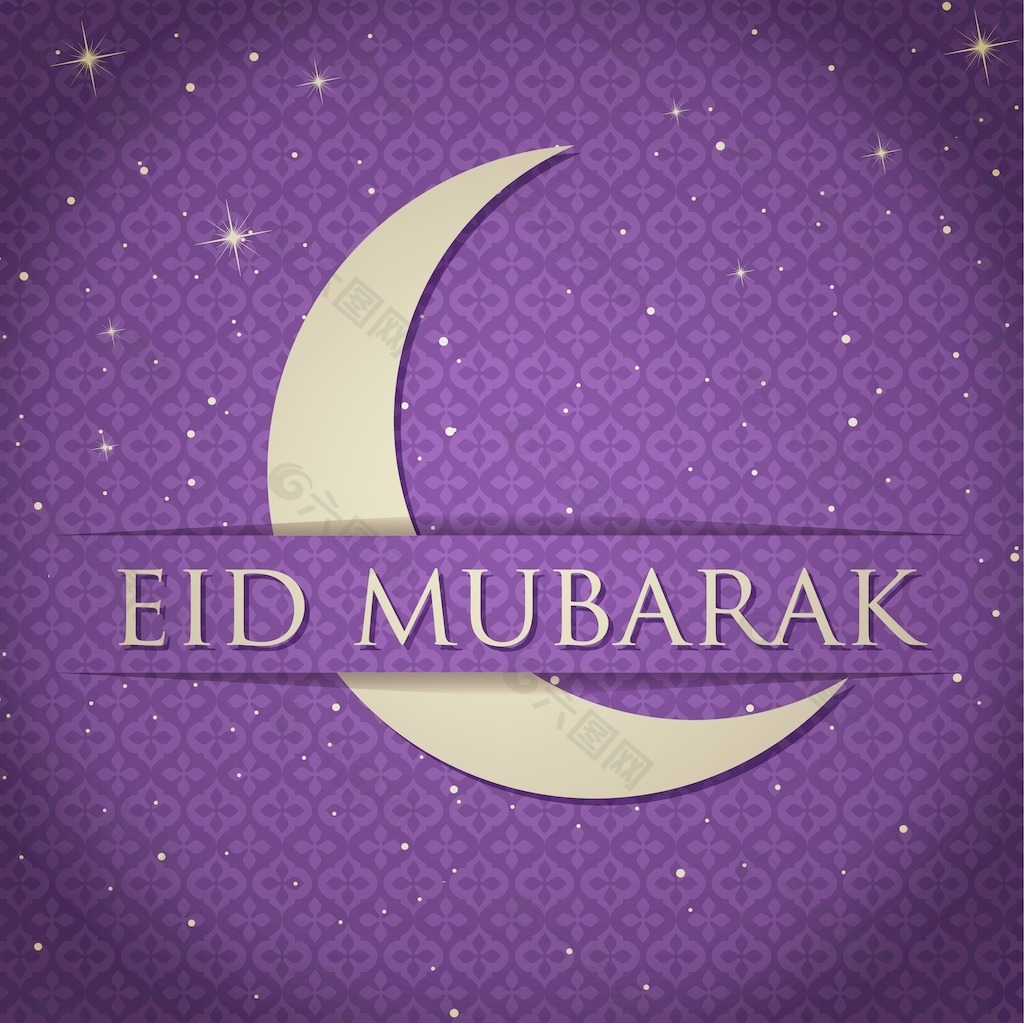 金新月开斋节（Eid穆巴拉克祝福）矢量格式的卡