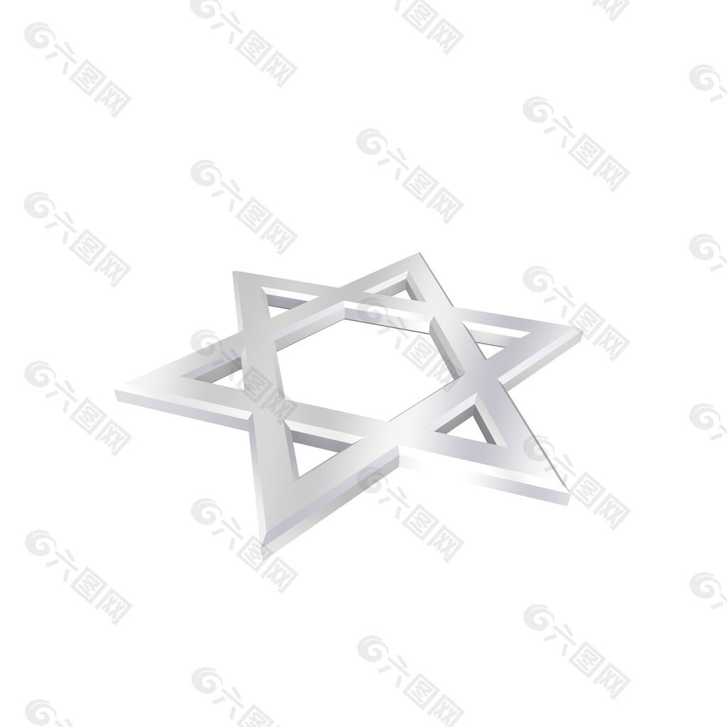 铬犹太教宗教象征的明星戴维白色隔离