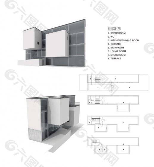 简单的现代建筑3D模型