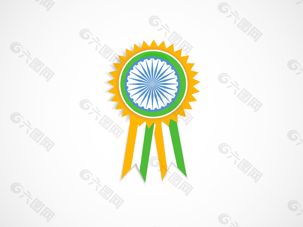 印度独立日或共和国日和其他事件的丝带或徽章的插图