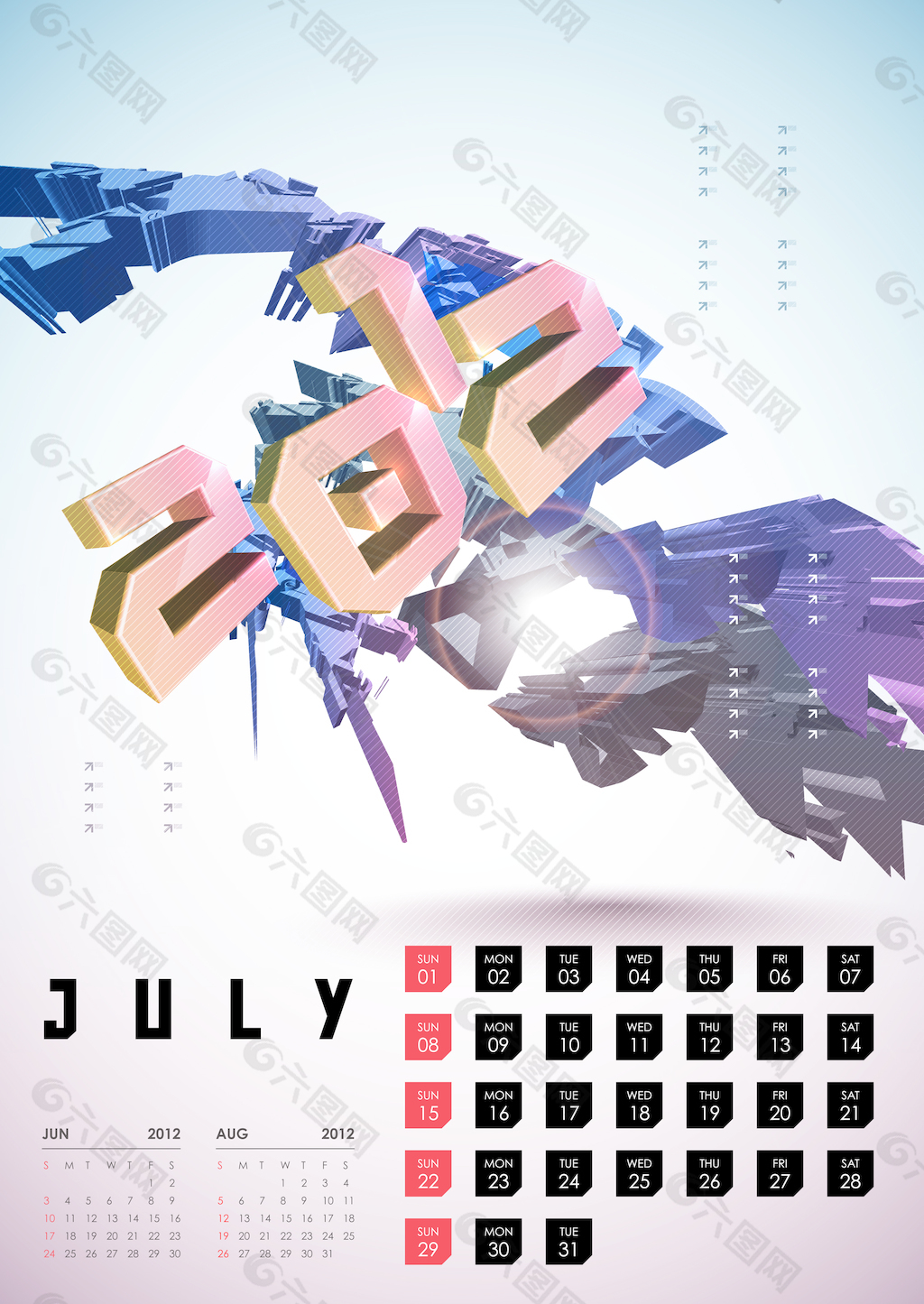 2012—七月日历设计