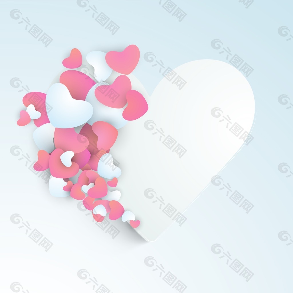 三八妇女节贺卡或海报粉红色的心在蓝色背景的设计