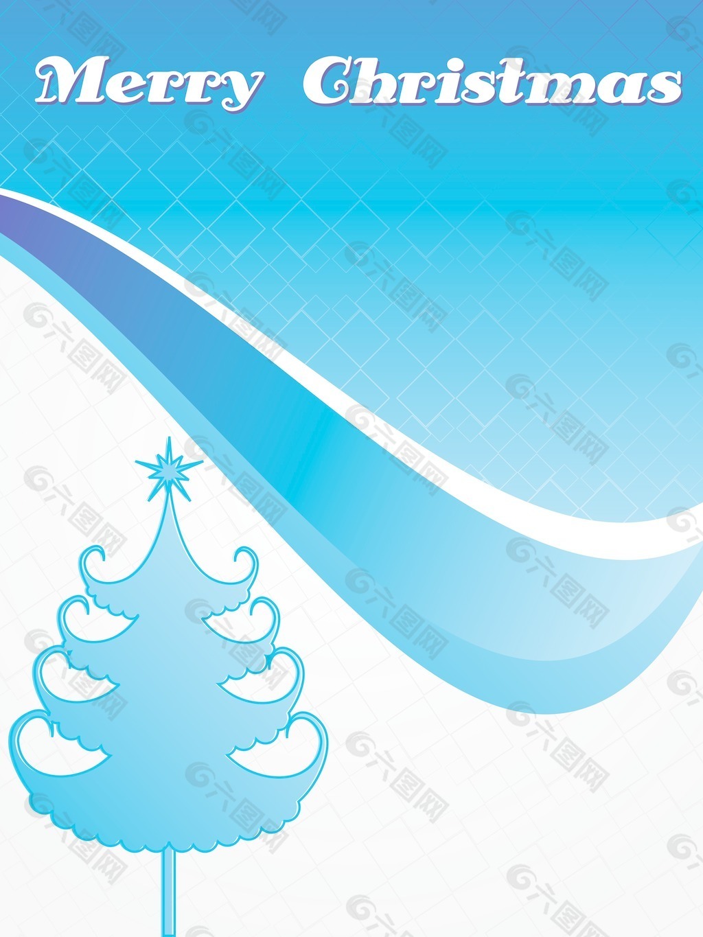 蓝色背景分离的圣诞树