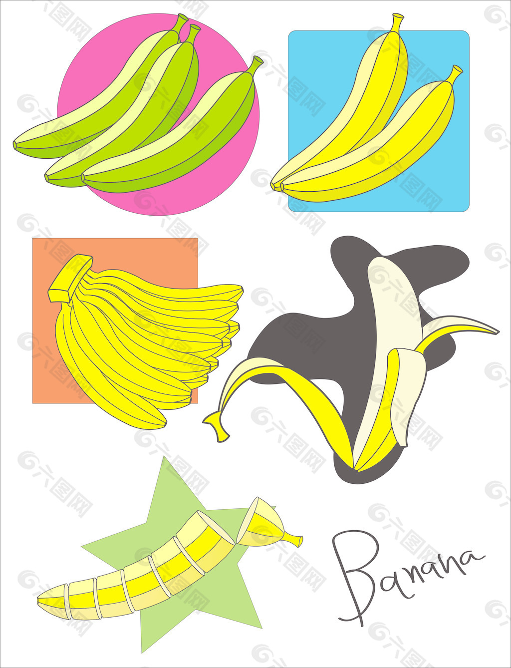 各种香蕉向量集