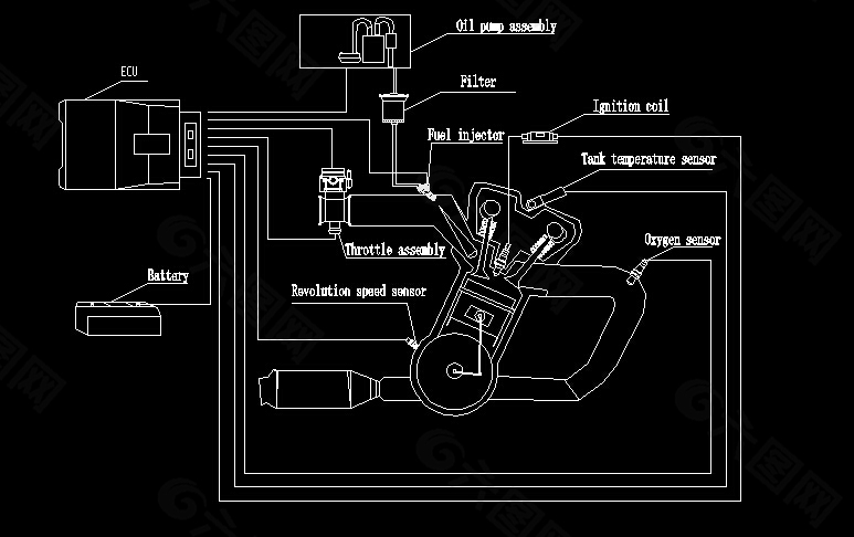 摩托车发动机管理系统CAD图纸