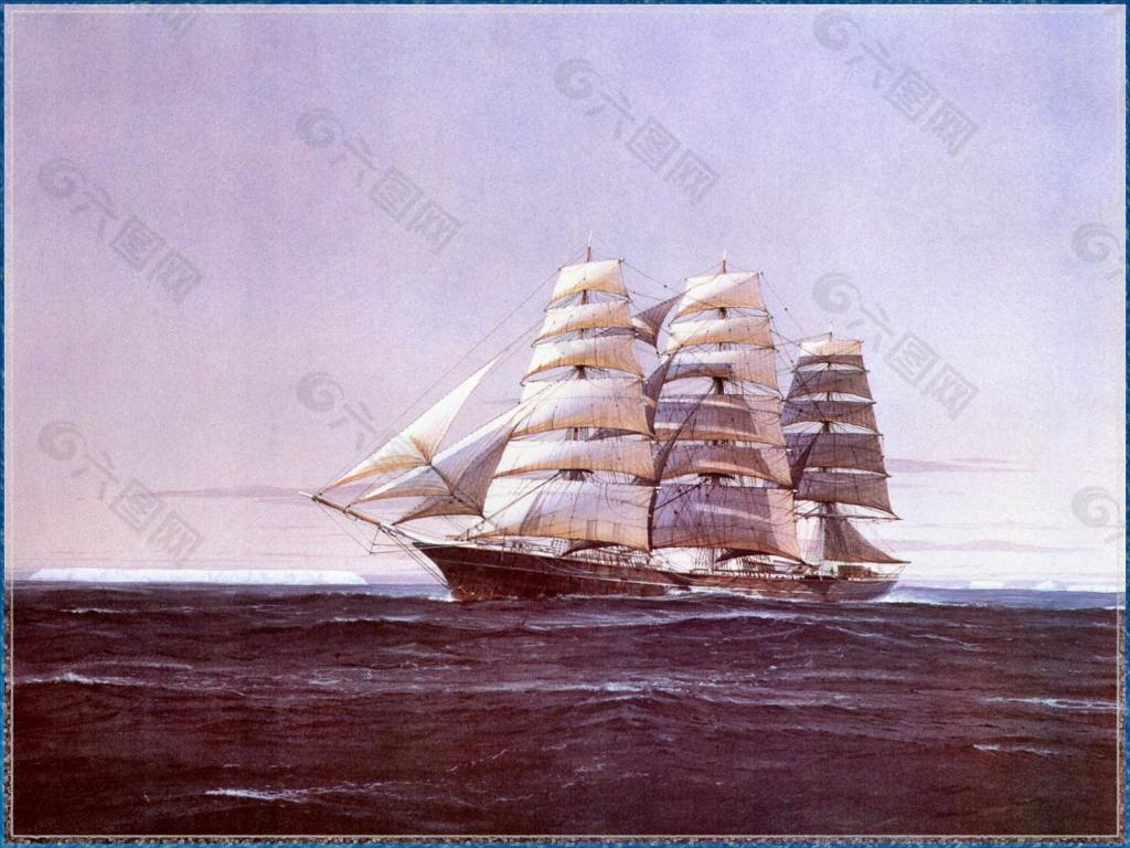 海洋五桅帆船图片
