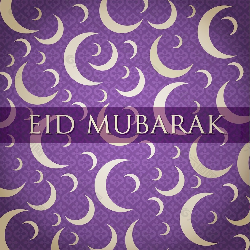 金新月开斋节（Eid穆巴拉克祝福）矢量格式的卡