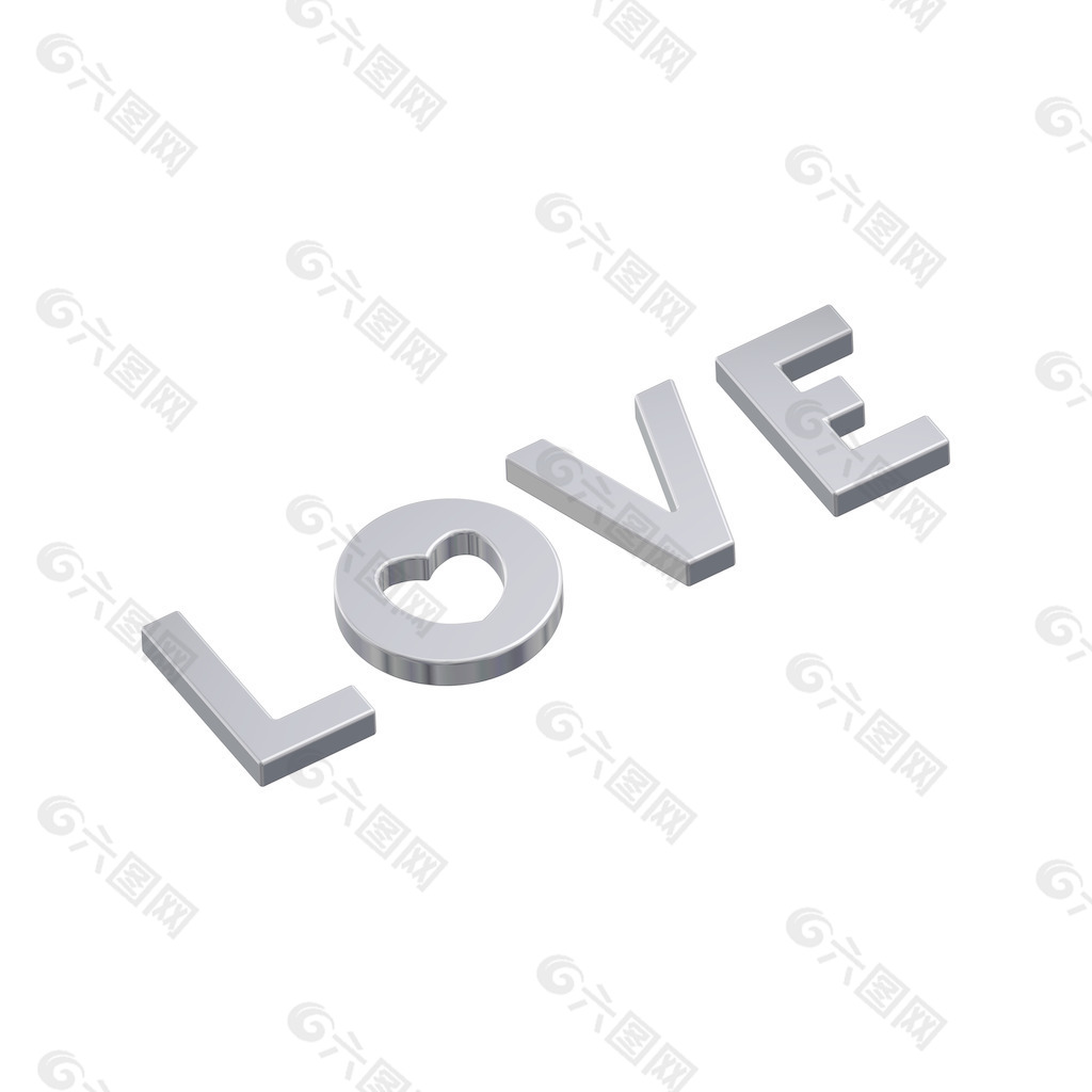 爱字孤立在白色的心