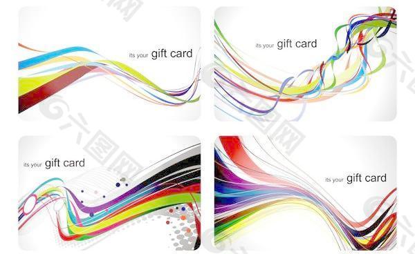 丰富多彩的礼品卡的动感线条背景矢量素材