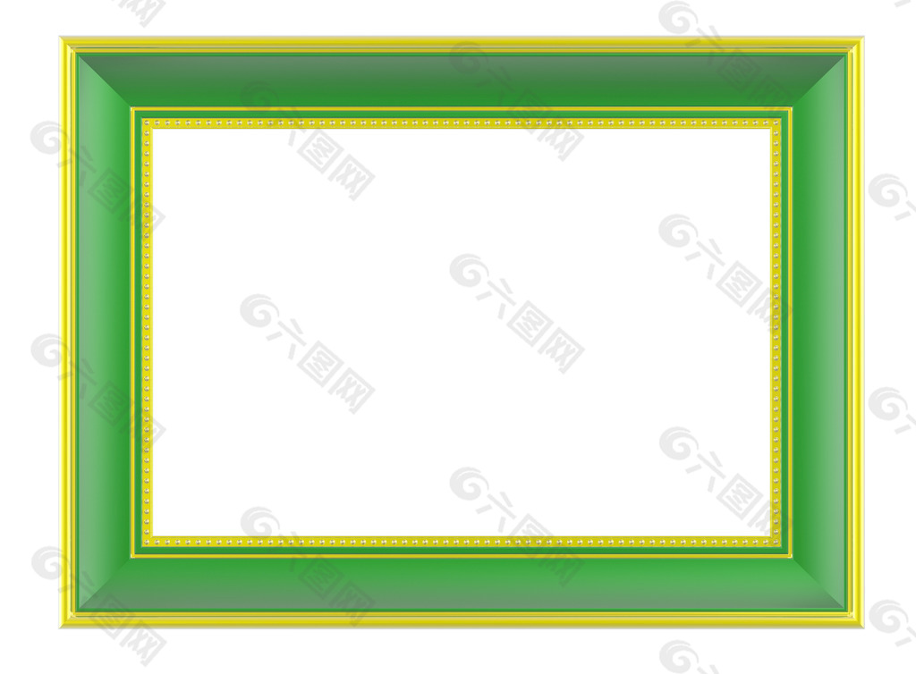 金绿色矩形框 孤立在白色背景