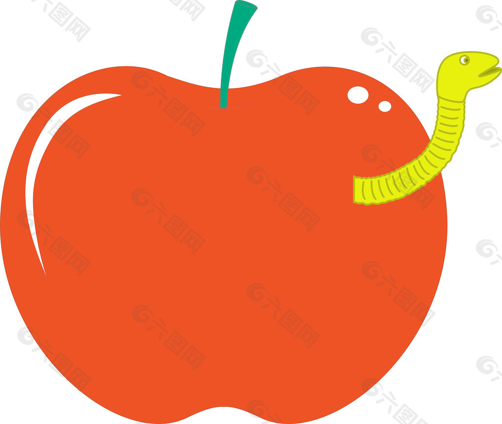 可爱的红苹果，里面有条虫子插画图片素材_ID:425534469-Veer图库