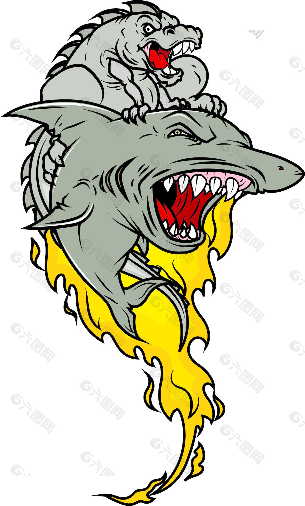 恐龙骑鲨鱼平面广告素材免费下载(图片编号:3978088)-六图网