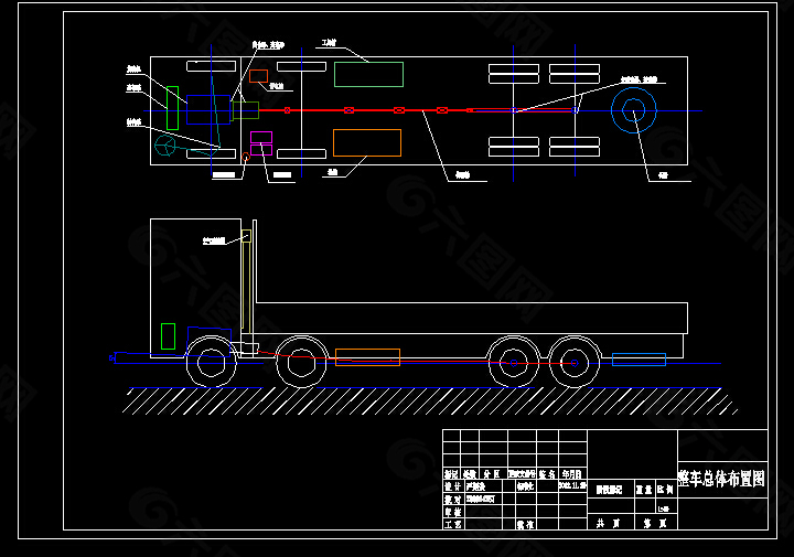 货运车总体布置图CAD图纸