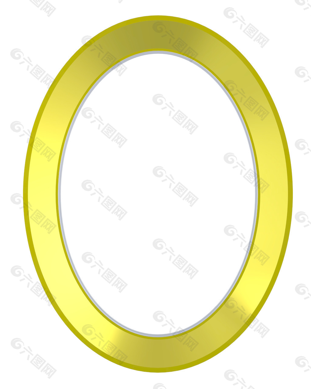闪亮的黄金椭圆框孤立在白色背景