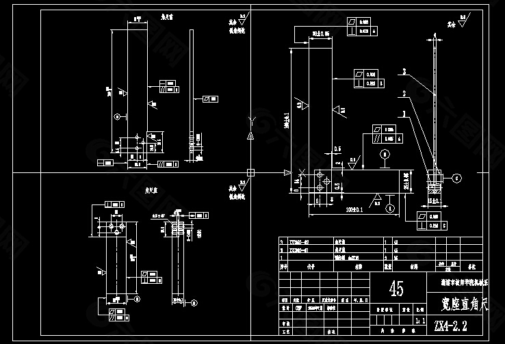 ZX4-2.2宽座直角尺CAD图纸